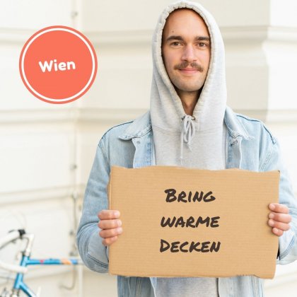 Bring eine warme Wolldecke f&uuml;r obdachlose Menschen