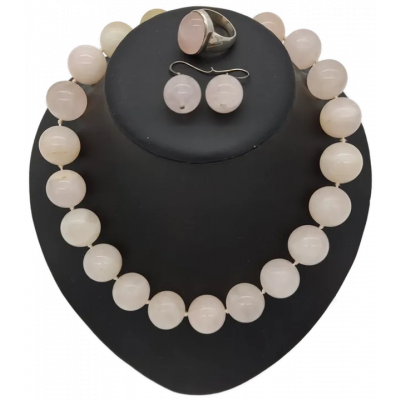 Damen Schmuck-Set 3-teilig Rosenquarz