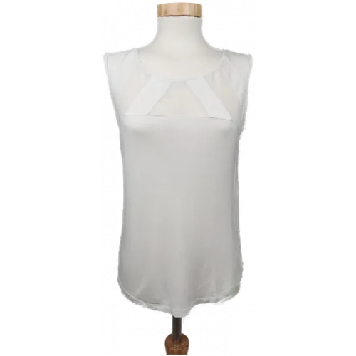 ZARA Damen Top mit feinen Netzeinsätzen weiß - Größe S
