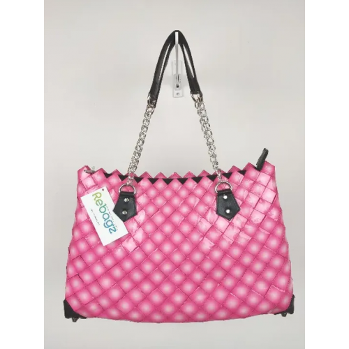 Rebagz Upcycling Damen Shopper pink/rosa/weiß
