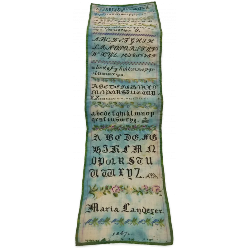 Sammlerstück - Antikes Stickmustertuch Original aus 1867