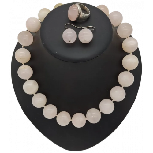 Damen Schmuck-Set 3-teilig Rosenquarz