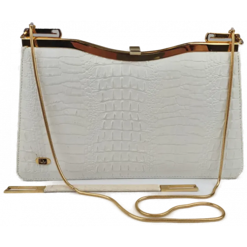 Dior Damen Clutch Leder cremeweiß/gold