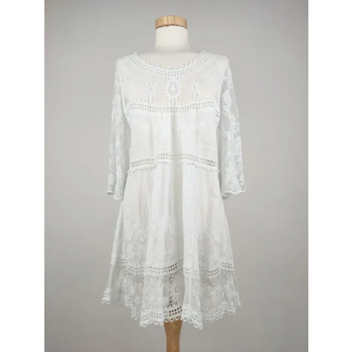 Damen Sommerkleid Hängekleid weiß - Größe S