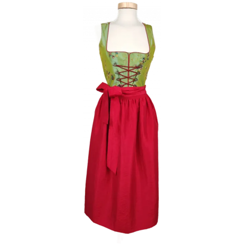 Salzburger Dirndl-Look Damen Dirndl grün/schwarz/rot - Größe 34