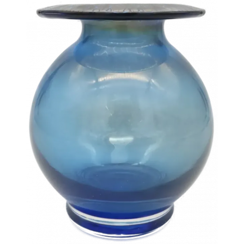 Dekorative Glasvase, blau mit Regenbogentönen