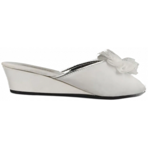 La Riposante Damen Satin Pantoffel weiß - Größe 35