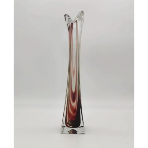 Dekorative Glasvase, weinrot/transparent