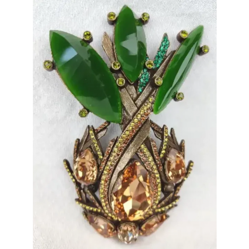 Lanvin Brosche Pineapple mit Swarovski Steinen