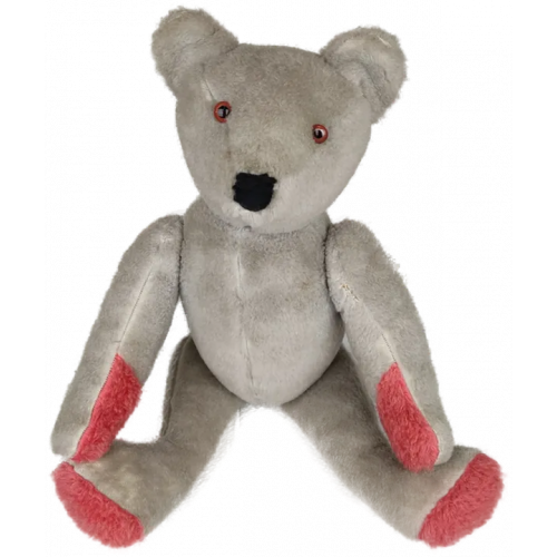 Sammlerstück - Alter Teddy grau/rosa 54 cm