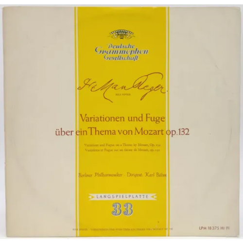 Vinyl LP - Max Reger - Variationen und Fuge über ein Thema von Mozart op. 132
