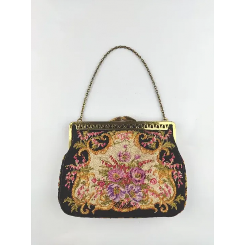 Petit Point Damen Tasche Stickmotiv beidseitig