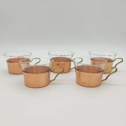 JENAer Glas - Retro Teegläser mit Metallhalterung, 5 Stück