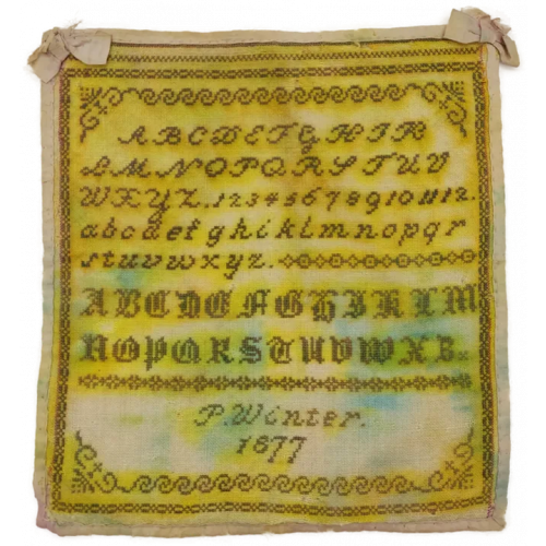 Sammlerstück - Antikes Stickmustertuch Original aus 1877